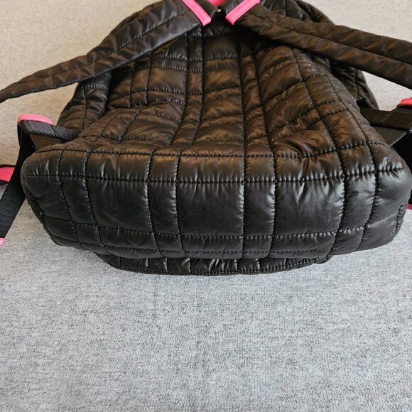 Kate Spade Softwhere Medium Nylon Quilted Backpack Black And Pink Cute Clean - Picture 4 of 16